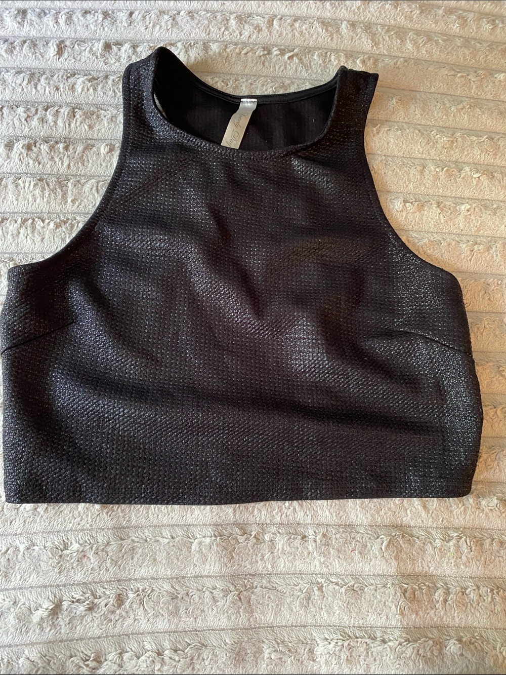 Lovely Day Black Textured Crop Tank